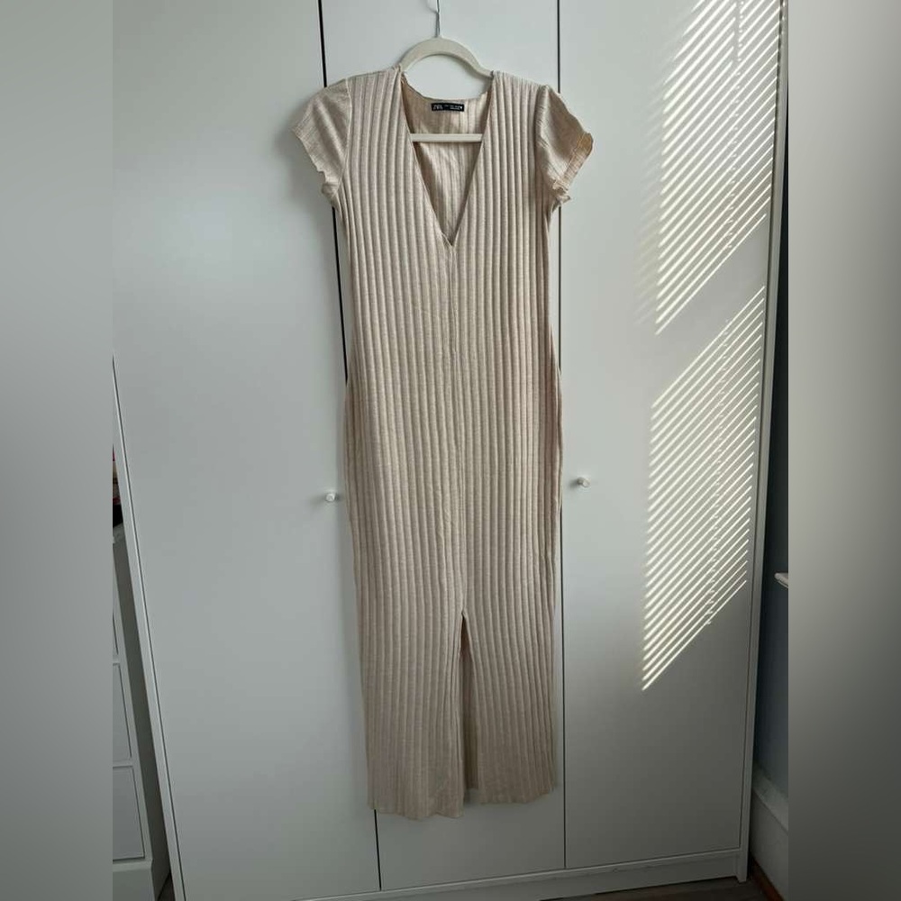 Zara Cream Ribbed dress